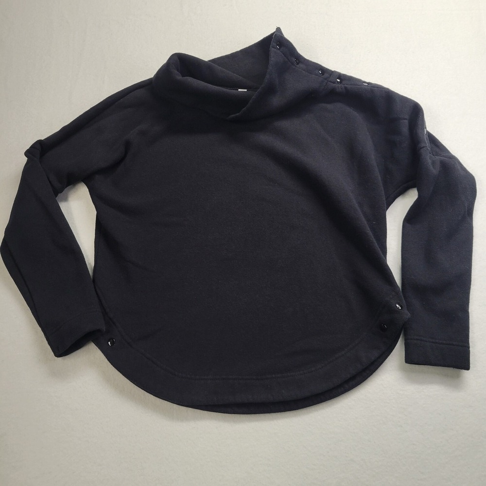 Fabletics Black Funnel‎ Neck Snap Shoulder Sweatshirt Womens S Fleece Pullover